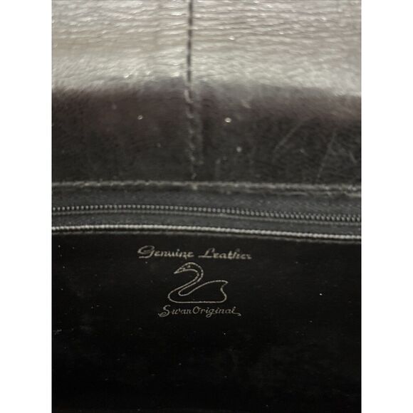 Pre-Owned Vintage Swan‎ Original Black Leather Clutch
